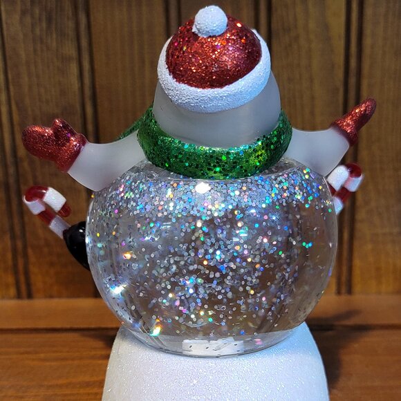 Color Changing Light Up Skiing Snowman Snow Globe - Picture 3 of 4
